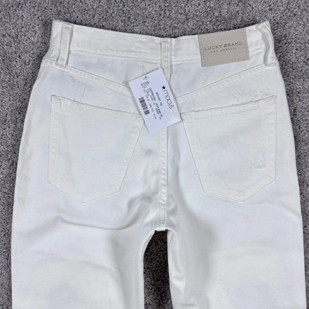 Lucky‎ Brand Drew Mom Jean White Distressed High Rise Button Fly Size 6/28 NEW